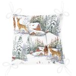 - Pofi-10369-Gorsel-2 - Realhomes  Kış Temalı Bağ Evi & Geyik Tasarımlı Dijital Baskılı Modern Pofuduk Sandalye Minderi Realhomes