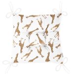 - Print - Realhomes Realhomes Zürafa Motifli Özel Tasarım Dijital Baskılı Modern Pofuduk Sandalye Minderi Realhomes