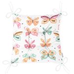 Renkli Kelebek Tasarımlı Dijital Baskılı Modern Pofuduk Sandalye Minderi Realhomes