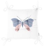 Mavi Pembe Kelebek Desenli Dijital Baskılı Modern Pofuduk Sandalye Minderi Realhomes