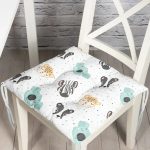 Realhomes Sevimli Hayvanlar Çizimli Özel Tasarım Dijital Baskılı Modern Pofuduk Sandalye Minderi Realhomes