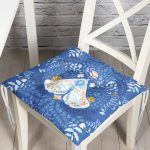 - Pofi-10411-Gorsel - Realhomes  Mavi Zemin Kelebek & Çiçekli Özel Tasarım Dijital Baskılı Modern Pofuduk Sandalye Minderi Realhomes