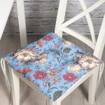 - Pofi-10415-Gorsel - Realhomes Mavi Zemin Papatya & Gül Tasarımlı Dijital Baskılı Modern Pofuduk Sandalye Minderi Realhomes