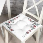 - Pofi-10435-Gorsel - Realhomes  Özel Tasarım Kuş & Çiçek Motifli Dijital Baskılı Modern Pofuduk Sandalye Minderi Realhomes