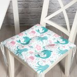 - Печать - Realhomes  Realhomes Deniz Motifli Gülen Yunus Tasarımlı Dijital Baskılı Modern Pofuduk Sandalye Minderi Realhomes