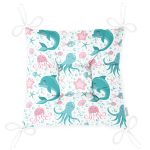 - Печать - Realhomes  Realhomes Deniz Motifli Gülen Yunus Tasarımlı Dijital Baskılı Modern Pofuduk Sandalye Minderi Realhomes