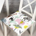 - Печать - Realhomes Realhomes Hayvanat Bahçesi Konseptli Hayvan Motifli Özel Tasarım Dijital Baskılı Modern Pofuduk Sandalye Minderi Realhomes