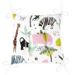 - Печать - Realhomes Realhomes Hayvanat Bahçesi Konseptli Hayvan Motifli Özel Tasarım Dijital Baskılı Modern Pofuduk Sandalye Minderi Realhomes