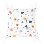 - Cute childish seamless pattern with hand drawn cartoon elements. - Realhomes Realhomes Renkli Kelebekler Özel Tasarım Dijital Baskılı Modern Pofuduk Sandalye Minderi Realhomes