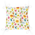 Realhomes Renkli Çizimli Özel Tasarım Dijital Baskılı Modern Pofuduk Sandalye Minderi Realhomes