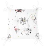 - decorative safari illustration - Realhomes Realhomes Sevimli Hayvan Çizimli Özel Tasarım Dijital Baskılı Modern Pofuduk Sandalye Minderi Realhomes