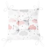 - Print - Realhomes Realhomes Renkli Ay Bulut Motifli Özel Tasarım Dijital Baskılı Modern Pofuduk Sandalye Minderi Realhomes