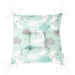 Realhomes Renkli Ay Bulut Motifli Özel Tasarım Dijital Baskılı Modern Pofuduk Sandalye Minderi Realhomes