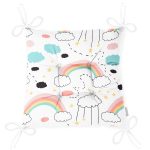 Realhomes Gökkuşağı Motifli Özel Tasarım Dijital Baskılı Modern Pofuduk Sandalye Minderi Realhomes