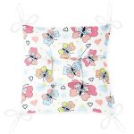 Realhomes Renkli Kelebekler Özel Tasarım Dijital Baskılı Modern Pofuduk Sandalye Minderi Realhomes