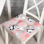 - Print - Realhomes  Realhomes Balonlu Panda Tasarımlı Dijital Baskılı Modern Pofuduk Sandalye Minderi Realhomes