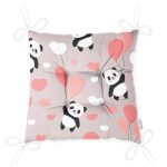 - Print - Realhomes  Realhomes Balonlu Panda Tasarımlı Dijital Baskılı Modern Pofuduk Sandalye Minderi Realhomes