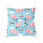 - Print - Realhomes Realhomes Paraşütlü Panda Motifli Özel Tasarım Dijital Baskılı Modern Pofuduk Sandalye Minderi Realhomes