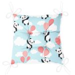 - Print - Realhomes Realhomes Balonlu Panda Tasarımlı Dijital Baskılı Modern Pofuduk Sandalye Minderi Realhomes