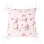 Realhomes Pembe Zeminde Dişi Unicorn Tasarımlı Dijital Baskılı Modern Pofuduk Sandalye Minderi Realhomes