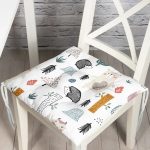 - Печать - Realhomes Realhomes Ayıcık ve Hayvanlar Motifli Özel Tasarım Dijital Baskılı Modern Pofuduk Sandalye Minderi Realhomes