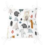 - Печать - Realhomes Realhomes Ayıcık ve Hayvanlar Motifli Özel Tasarım Dijital Baskılı Modern Pofuduk Sandalye Minderi Realhomes