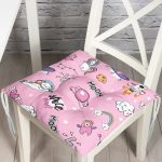 - Печать - Realhomes Realhomes Pembe Zeminli Uzay Tasarımlı Dijital Baskılı Modern Pofuduk Sandalye Minderi Realhomes