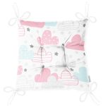 - Печать - Realhomes Realhomes Renkli Bulutlar Motifli Özel Tasarım Dijital Baskılı Modern Pofuduk Sandalye Minderi Realhomes