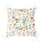 - Печать - Realhomes Realhomes Çiçekli ve Tavşan Tasarımlı Dijital Baskılı Modern Pofuduk Sandalye Minderi Realhomes