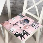 - Печать - Realhomes Realhomes Sevimli Kediler Özel Tasarım Dijital Baskılı Modern Pofuduk Sandalye Minderi Realhomes