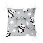 - Print - Realhomes  Realhomes Gri Zeminde Küçük Panda Özel Tasarım Dijital Baskılı Modern Pofuduk Sandalye Minderi Realhomes