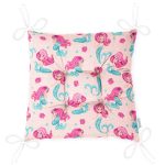 - mermaidonrainbow2 - Realhomes Realhomes Pembe Zeminde Denizkızı Motifli Özel Tasarım Dijital Baskılı Modern Pofuduk Sandalye Minderi Realhomes