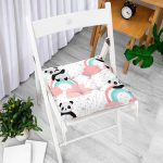 - Print - Realhomes  Gökkuşağı Ve Panda Dijital Baskılı Özel Tasarım Modern Pofuduk Sandalye Minderi Realhomes
