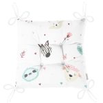 - Web - Realhomes  Beyaz Zeminde Sevimli Hayvanlar Dijital Baskılı Özel Tasarım Modern Pofuduk Sandalye Minderi Realhomes