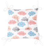 - Print - Realhomes  Rengarenk Bulut Tasarımlı Dijital Baskılı Özel Tasarım Modern Pofuduk Sandalye Minderi Realhomes