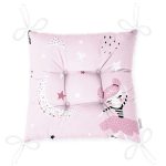 - Печать - Realhomes Pembe Zeminde Balerin Desenli Dijital Baskılı Özel Tasarım Modern Pofuduk Sandalye Minderi Realhomes