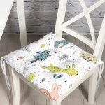 - Print - Realhomes Bebek Desenli Tavşanlı Dijital Baskılı Özel Tasarım Modern Pofuduk Sandalye Minderi Realhomes