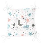 Beyaz Zeminde Bulut Ve Ay Desenli Dijital Baskılı Özel Tasarım Modern Pofuduk Sandalye Minderi Realhomes