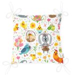 - Pictulandra 20 - Realhomes Tavşan Ve Yumurta Desenli Dijital Baskılı Özel Tasarım Modern Pofuduk Sandalye Minderi Realhomes