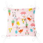 Pembe Zeminde Sevimli Hayvanlar Baskılı Dijital Baskılı Özel Tasarım Modern Pofuduk Sandalye Minderi Realhomes