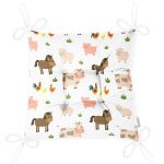 Sevimli İnek Ve At Desenli Dijital Baskılı Özel Tasarım Modern Pofuduk Sandalye Minderi Realhomes