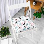 - Печать - Realhomes Sevimli Bulutlar Ve Koyunlar Baskılı Dijital Baskılı Özel Tasarım Modern Pofuduk Sandalye Minderi Realhomes