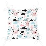 - Печать - Realhomes Sevimli Bulutlar Ve Koyunlar Baskılı Dijital Baskılı Özel Tasarım Modern Pofuduk Sandalye Minderi Realhomes