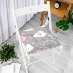 - Web - Realhomes  Gri Zeminde Bulutlar Dijital Baskılı Özel Tasarım Modern Pofuduk Sandalye Minderi Realhomes