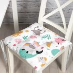 Sevimli Hayvanlar Desenli Dijital Baskılı Özel Tasarım Modern Pofuduk Sandalye Minderi Realhomes