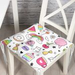 - Print - Realhomes  Bebek Temalı Sevimli Motifler Dijital Baskılı Özel Tasarım Modern Pofuduk Sandalye Minderi Realhomes