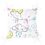 Sevimli Bulut Ve Ay Temalı Dijital Baskılı Özel Tasarım Modern Pofuduk Sandalye Minderi Realhomes