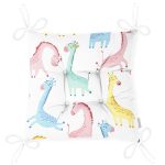 Renkli Zürafa Motifli Dijital Baskılı Özel Tasarım Modern Pofuduk Sandalye Minderi Realhomes