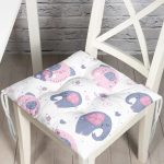 - Elephant with a baby elephant in a cute style. Sweet dream. Inscription. Vector. - Realhomes Pembe Fil Motifli Dijital Baskılı Özel Tasarım Modern Pofuduk Sandalye Minderi Realhomes