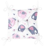 - Elephant with a baby elephant in a cute style. Sweet dream. Inscription. Vector. - Realhomes Pembe Fil Motifli Dijital Baskılı Özel Tasarım Modern Pofuduk Sandalye Minderi Realhomes